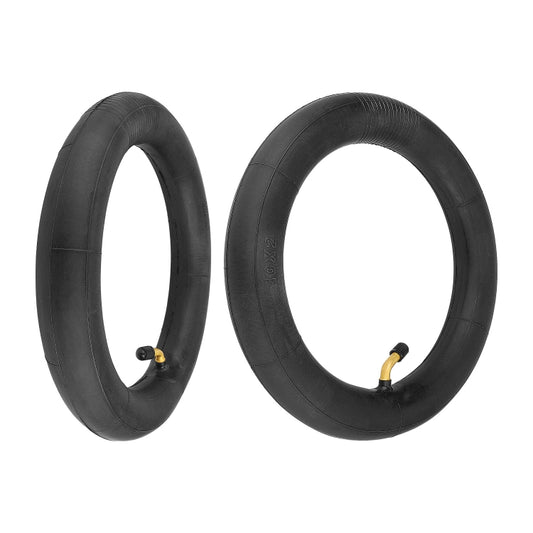 Pair of 10-inch electric scooter inner tubes, black rubber with valve stems