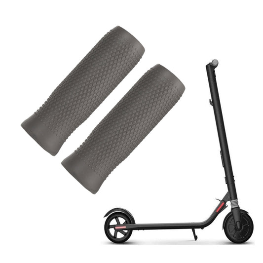 Pair of gray textured silicone handlebar covers for electric scooters, open ends