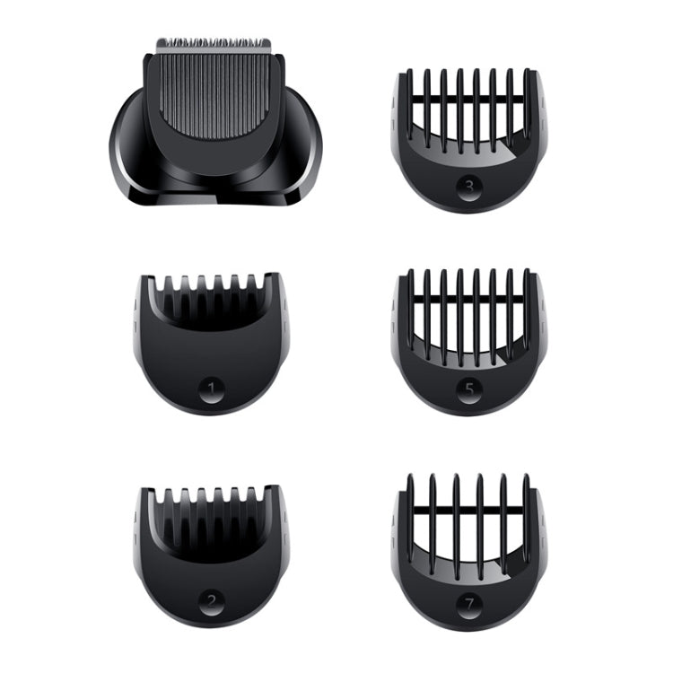 Electric shaver trimming heads with 6 numbered guard combs, black