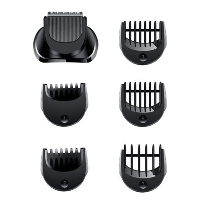Electric shaver trimming heads with 6 numbered guard combs, black