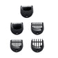 Electric shaver trimming comb set with 5 numbered guards, black