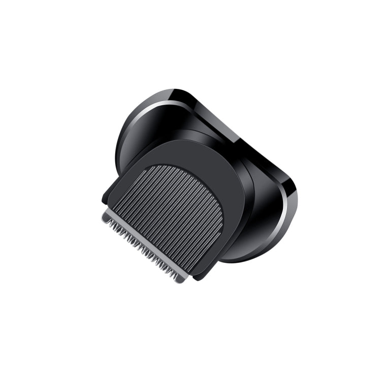 Electric shaver trimmer head with textured cutting blades, black housing