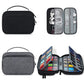 Black and grey watch strap storage bag set, closed case and open 36-slot organizer.