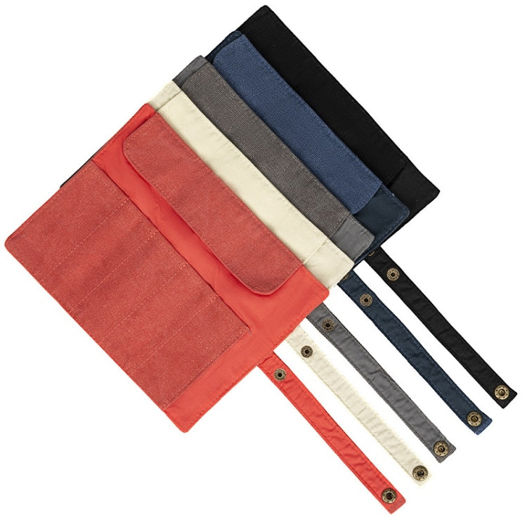 Multi-color nylon canvas watch strap storage bags with snap closures and strap ties.