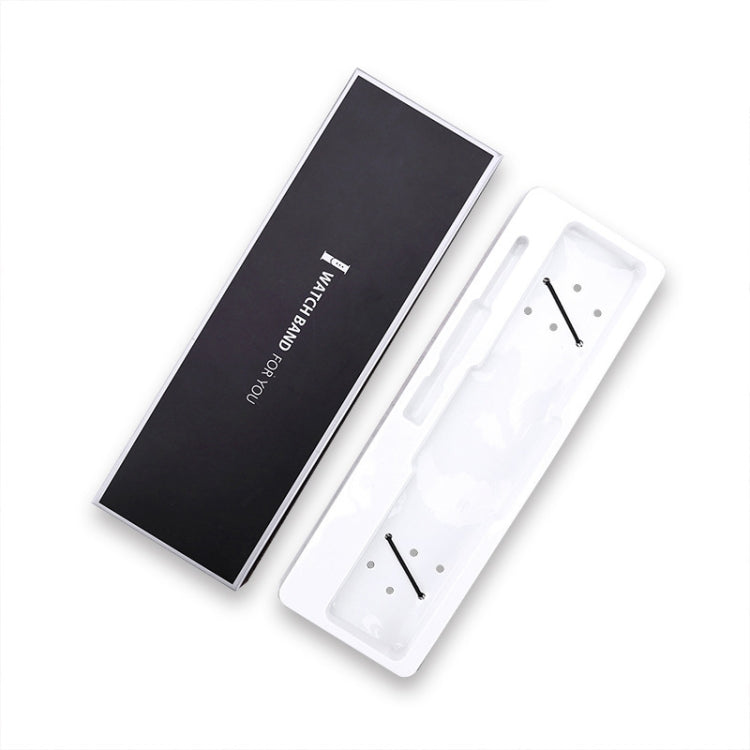 Watch strap blister packaging box, black outer card with clear inner support tray
