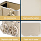 Beige car armrest storage box with separate cup holders and enclosed interior panel