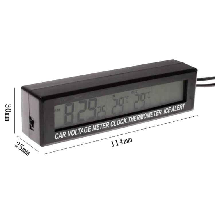 Car voltage meter clock thermometer LED display box with backlit digital screen
