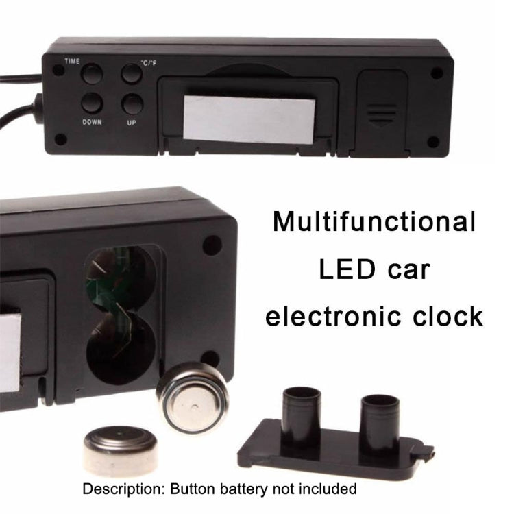 Car LED electronic clock display unit with controls and mounting accessories