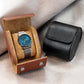 PU leather watch cases, brown and black, 1 slot each with snap front flaps.