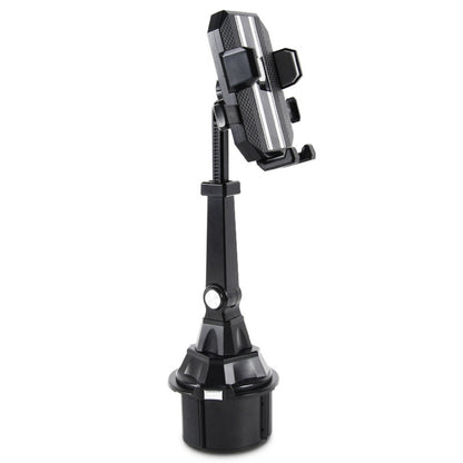 Adjustable car cup holder phone mount with extendable arm and clip