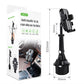 Car cup holder phone mount shown with size overview and extendable arm