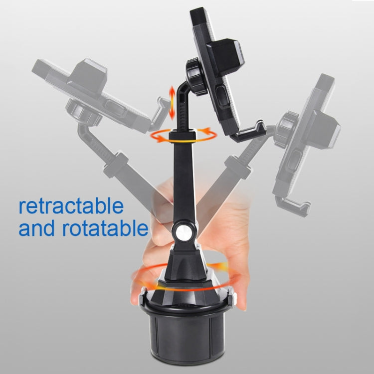 Retractable and rotatable car phone mount with pivoting base and clips