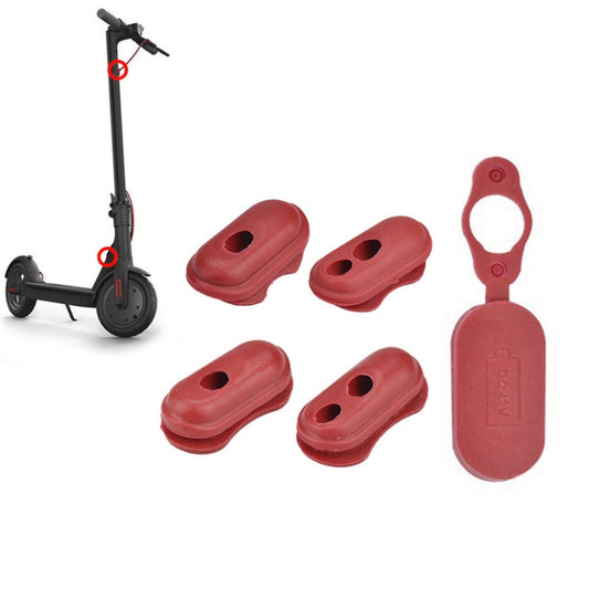 Red silicone charge port cover set, 5-piece plugs and loop