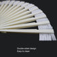 Close-up of white double-sided groove brushes with stiff, dense bristles