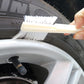 White stiff bristle brush for cleaning wheel and tire grooves and crevices