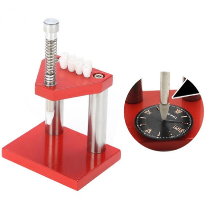 Watch hand plunger puller with single needle and red base, metal plungers and spring