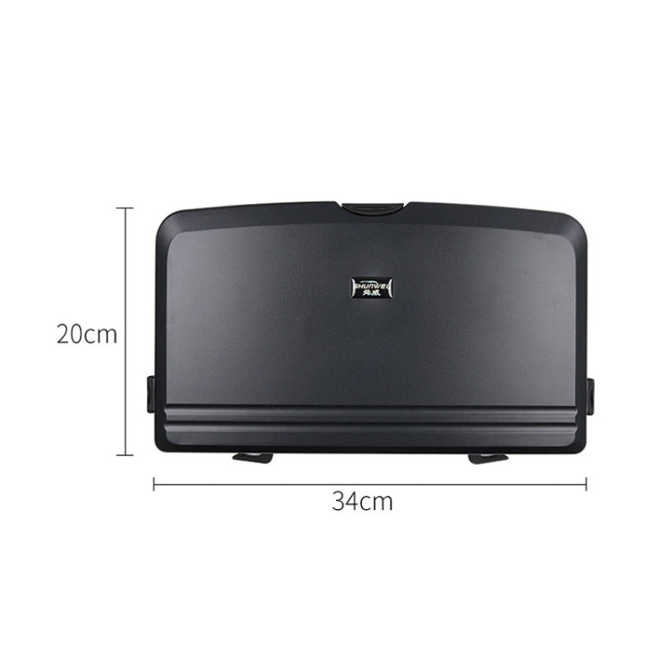 Black car travel dining tray with front lip and side mounting tabs