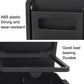 Close-up of black folding dining tray cup holder and sturdy plastic base
