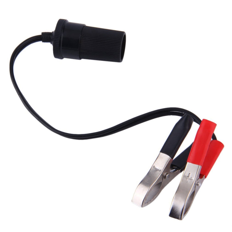 Car battery connection cable with black nozzle and red/black battery clamps
