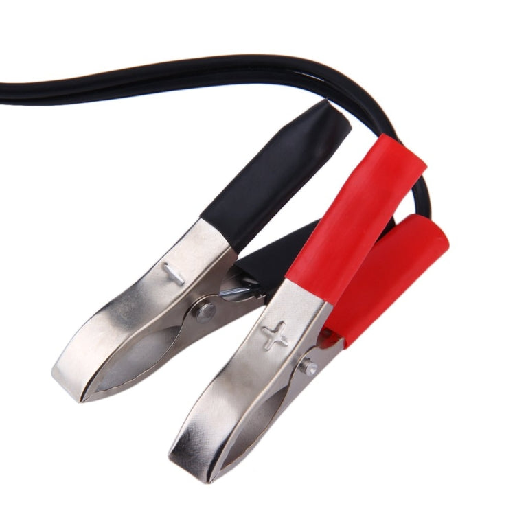 Metal battery clamp set with red insulators and black cable
