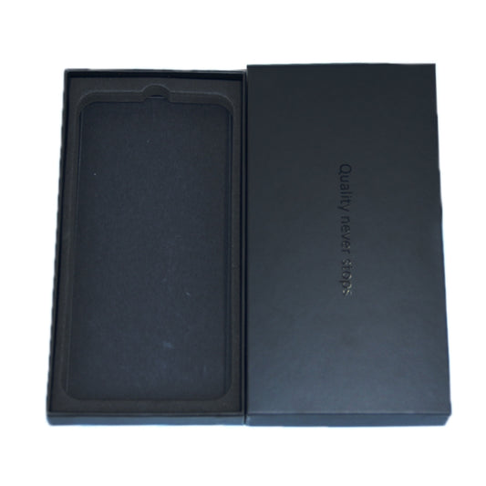 Black phone accessory storage box set, open with molded tray