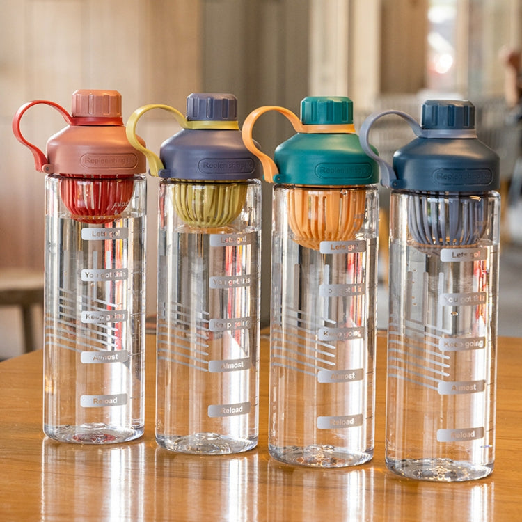 Set of clear plastic tea cups with colorful lids and carry handles