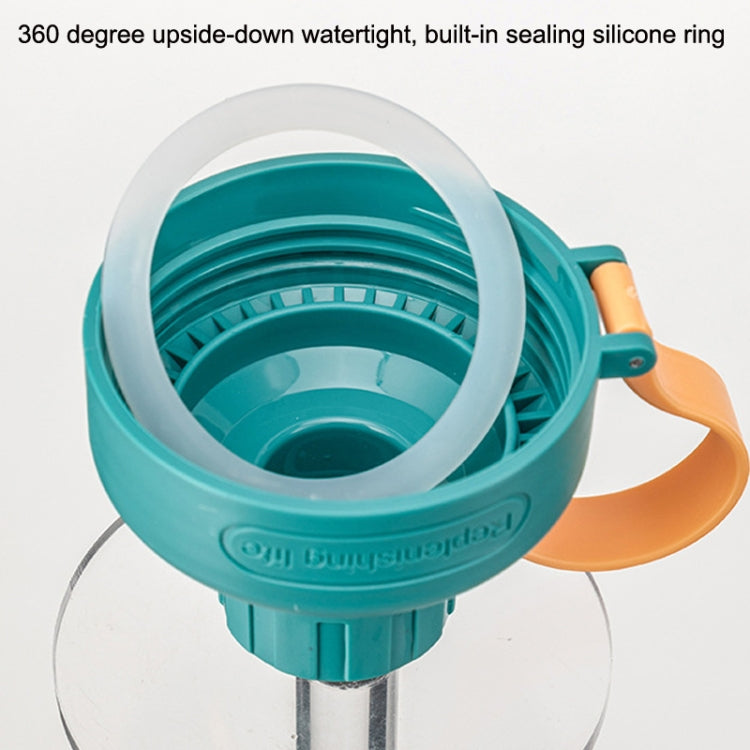 Turquoise portable plastic tea cup lid with sealing silicone ring, upside-down opening