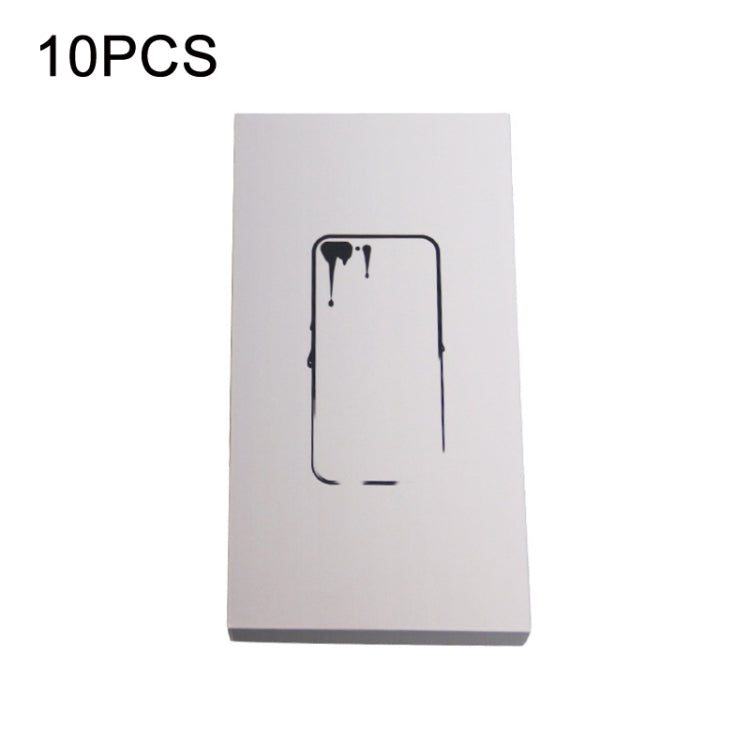 White phone case packaging box with black phone outline icon