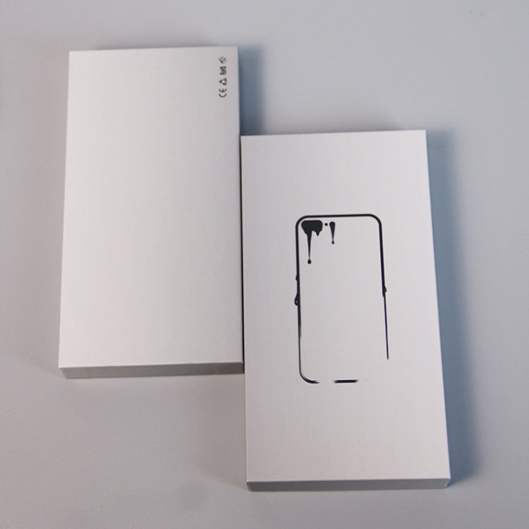 White phone case set boxes with phone outline print