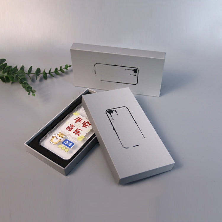 White phone case set box open with phone case and card-like accessory