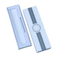 Light blue watch gift box set, open lid showing inner sleeve and stripe pattern
