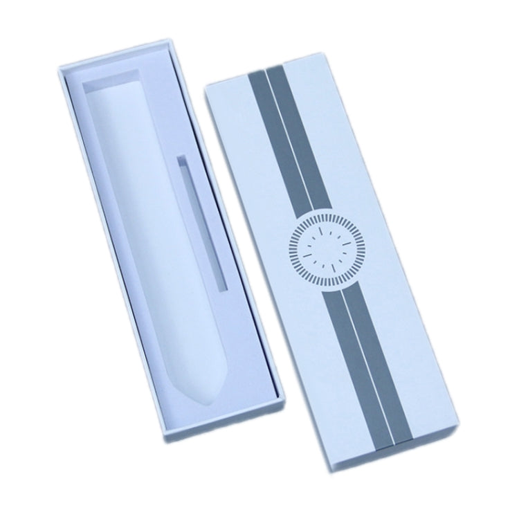 Light blue watch gift box set, open lid showing inner sleeve and stripe pattern