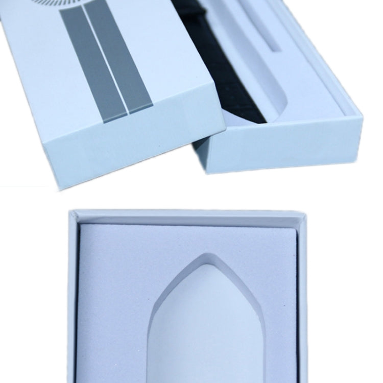 Open light blue watch box with inner support foam insert and cushioned compartment