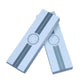 Two-piece light blue watch gift box with striped design and circular emblem