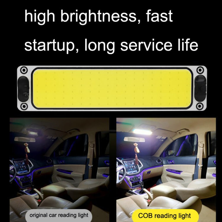 COB LED reading light producing bright white glow in car interior