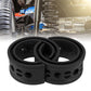 Two black rubber suspension buffer rings with patterned side holes and stepped inner ring