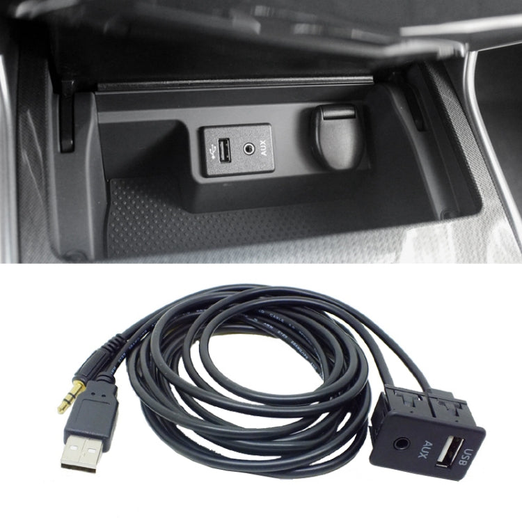 Car AUX and USB socket panel insert with AUX and USB port in center