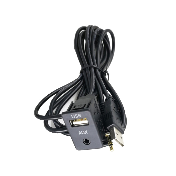 AUX to USB audio extension cable with USB plug and 3.5mm AUX jack