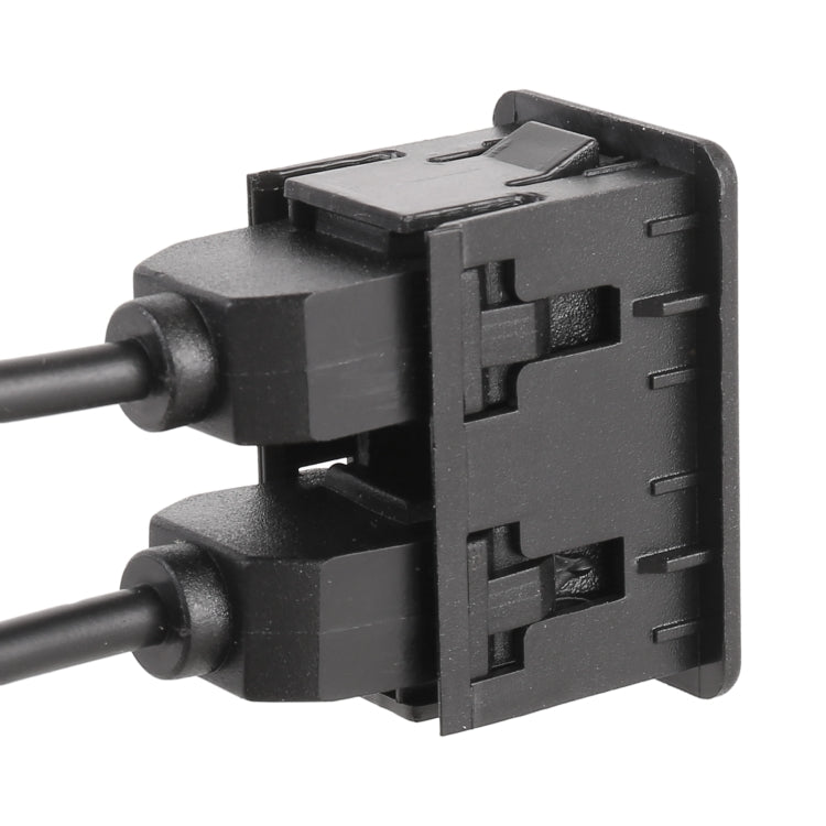 Car USB charging port module with cable connectors and dual port openings