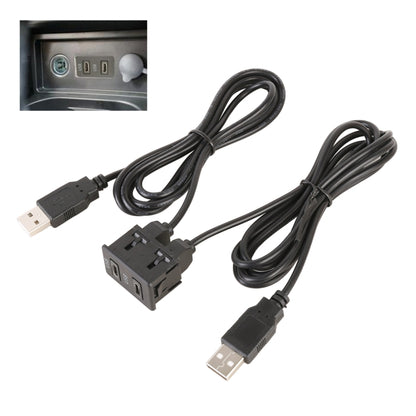 Dual Type-C car adapter cable with two black Type-C plugs and USB-A connectors