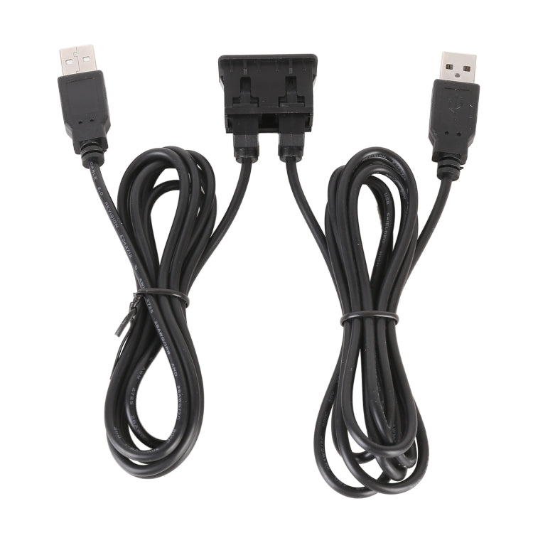 Dual Type-C car wiring harness with two USB-A cables and black connector block