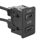 Black dual USB port block adapter with two USB ports and side cable connectors