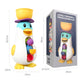 Baby penguin bath water toy with yellow top and purple buckets, shown with product box