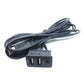 Dual USB and AUX charging adapter with attached black cable bundle