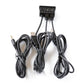 Car wiring harness with AUX plug and connector leads for USB/AUX charging