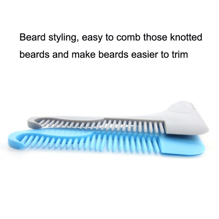 Beard template combs set: blue and gray/white, evenly spaced teeth.