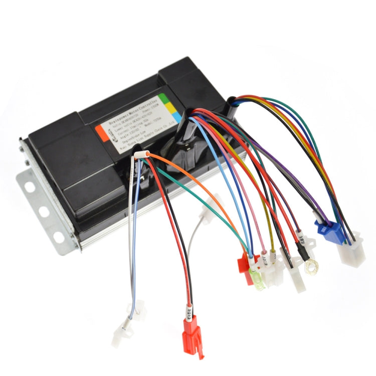 Electric vehicle controller module with black case and bundled multicolor connector wires