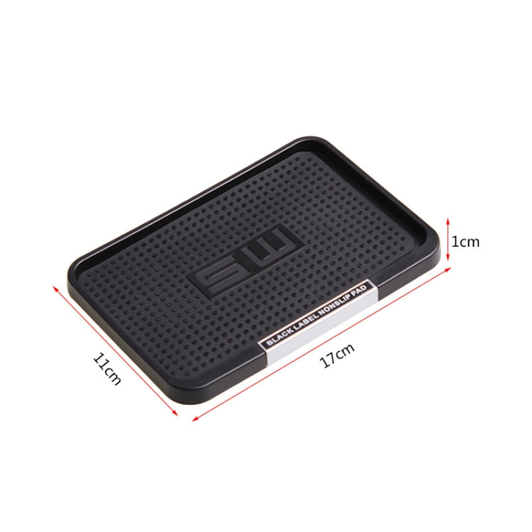 Black anti-slip car tray with raised border and grip texture, 17 x 11 cm