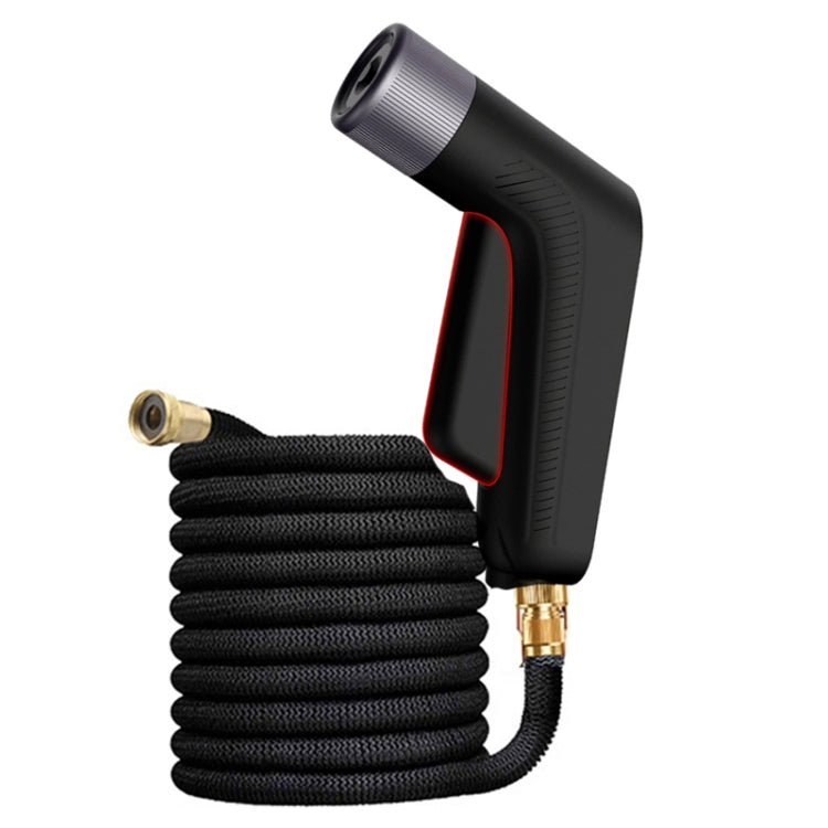 High-pressure car washer sprinkler nozzle with coiled black hose and brass connector