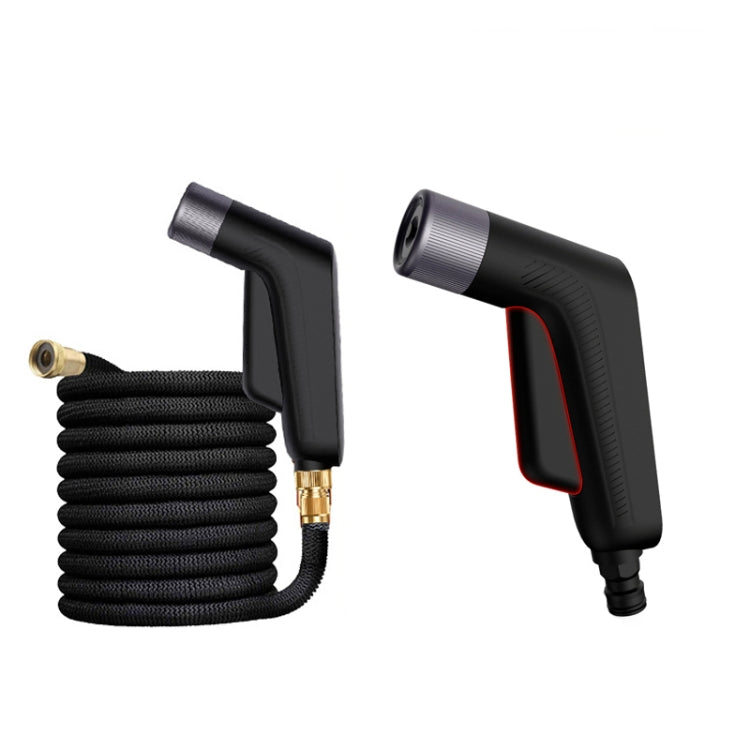 Car washer sprinkler nozzle with black coiled hose and brass water inlet fitting